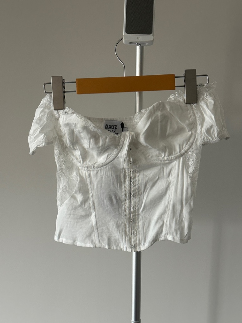 Princess Polly White Off-Shoulder Corset Crop Top